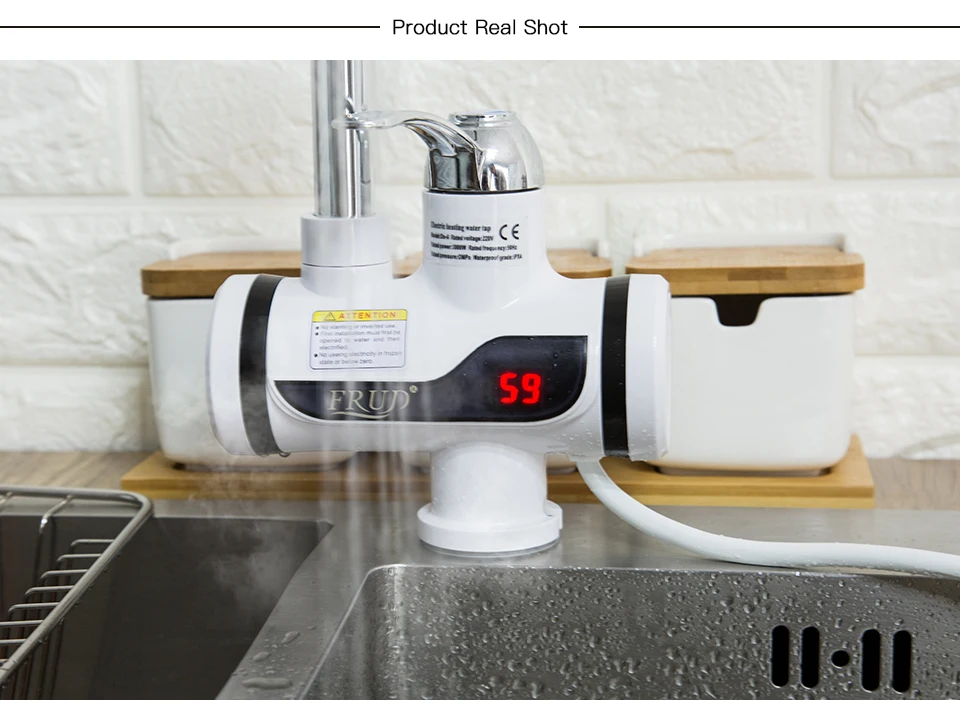 FRUD Электрический кухонный водонагреватель кран мгновенный кран для горячей воды светодиодный цифровой нагревательный кран проточный Мгновенный водонагреватель