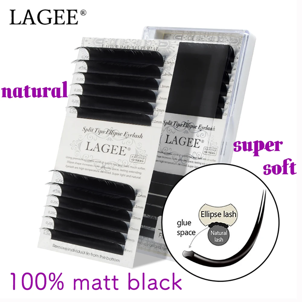 

LAGEE eyelash extension split tips ellipse flat mink lashes natural eyelashes supplies Curl C D Cilia Professional Use