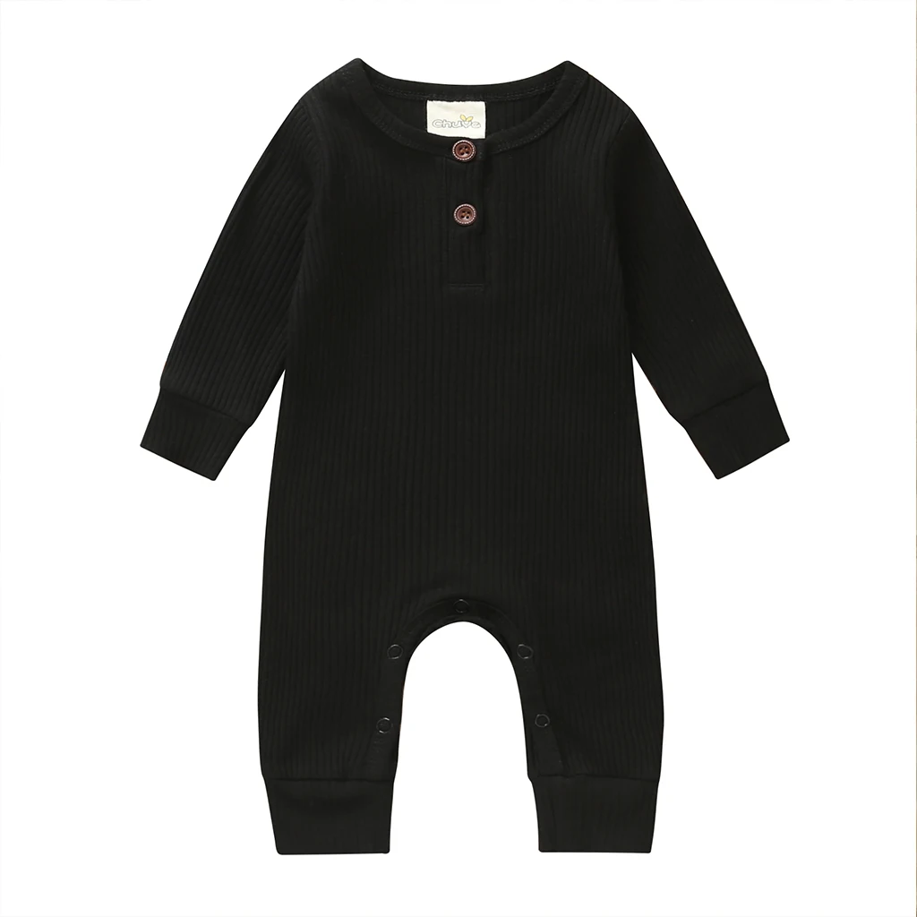 Зимняя детская одежда для новорожденного мальчика и девочки, однотонный Вязаный комбинезон, комбинезон, детская одежда для мальчиков и девочек - Цвет: Черный