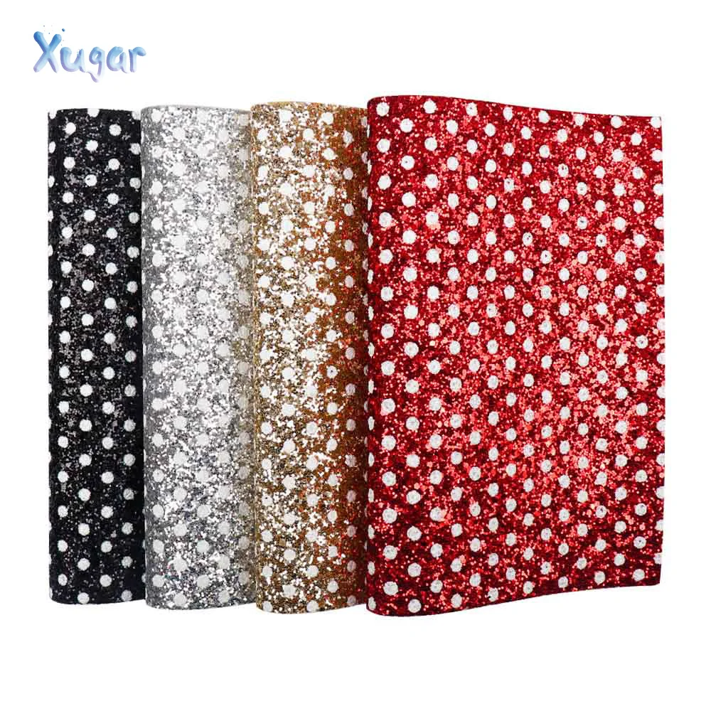 Xugar 4 шт. 22*30 см массивные блестящие листы в белый горошек Синтетическая Кожа DIY