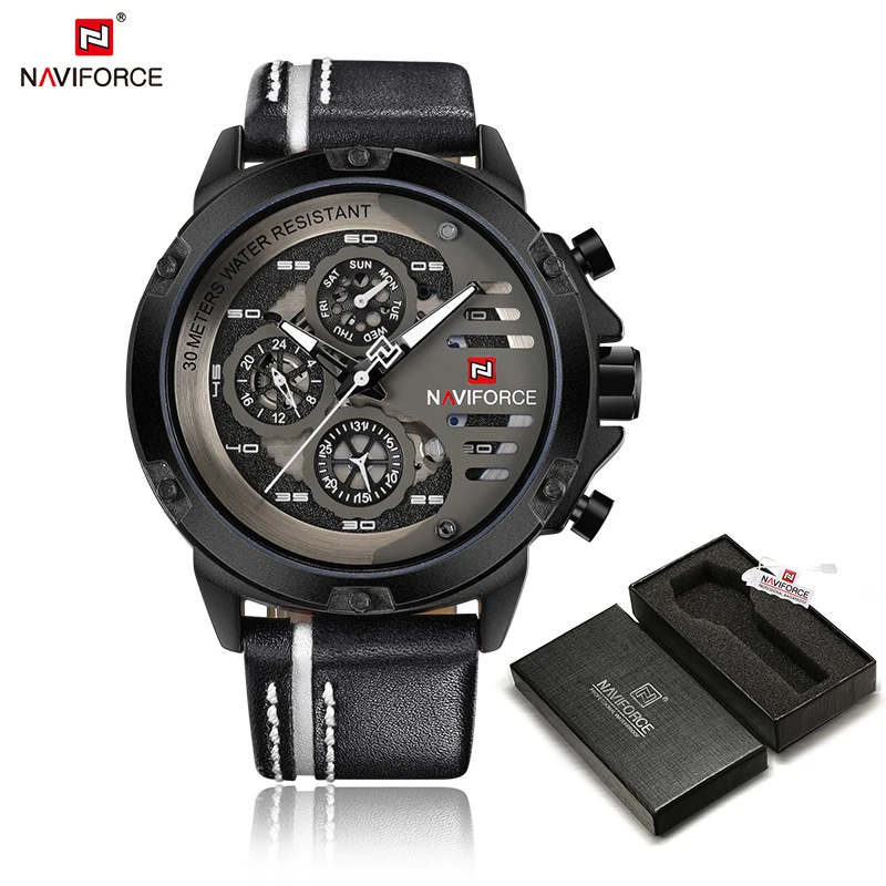 BWB BOX Новинка NAVIFORCE мужские креативные спортивные военные часы мужские деловые часы наручные часы Мужские Роскошные повседневные часы Relogio Masculino - Цвет: BWB BOX