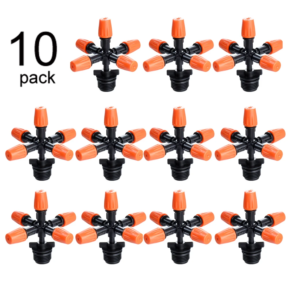 10pack 1/2/5/10 шт капельного излучателей 5 головкой садовые распылительное сопло автоматический, для теплицы разбрызгиватель адаптер поток воды капельного полива и орошения Системы - Цвет: 10pack