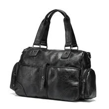 Новое поступление, кожаные дорожные сумки для мужчин и женщин, вместительные портативные женские мужские сумки на плечо, винтажные дорожные сумки