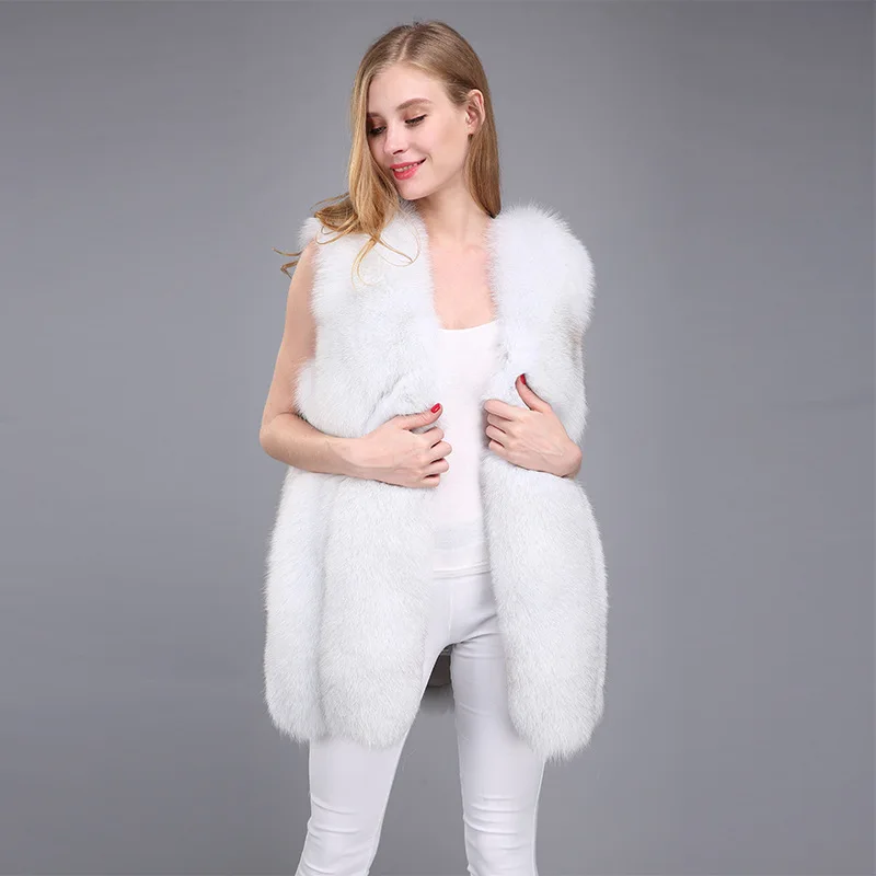 Women's jacket 2020 women's warm vest fur vest 70cm large water drop fox fur vest natural fur women's winter jacket women's vest