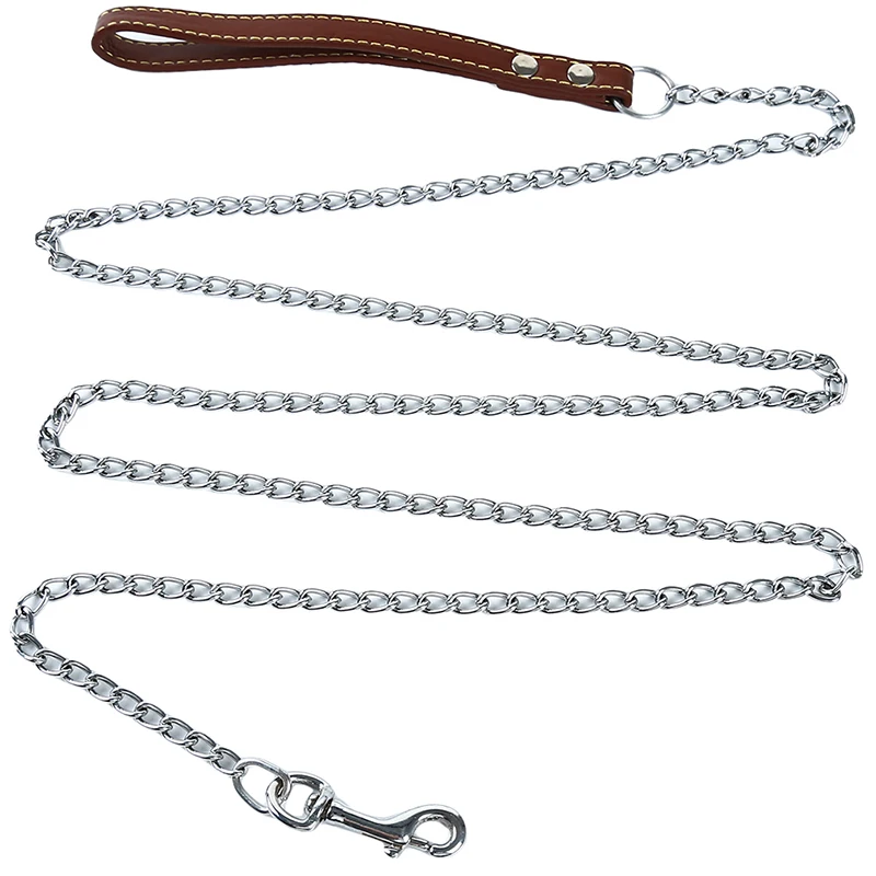 Bite Proof Heavy Duty Chain Dog Leash Pet Metal Lead Handle Trigger Hook Pet Training Collar Leash Necklace Dog Product dog collars engraved	