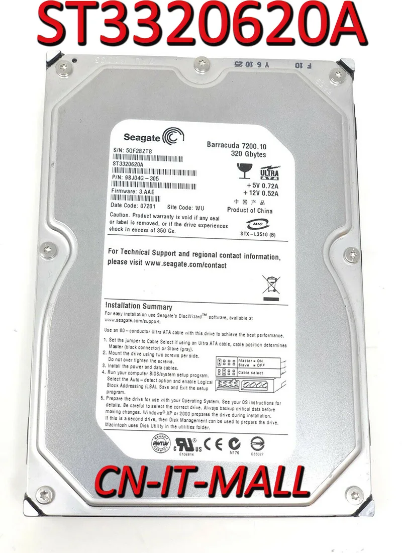 Жесткий диск Seagate BarraCuda 7200 10 ST3320620A 320 Гб об/мин 16 Мб кэш-памяти IDE 3 5&quot | Компьютеры и
