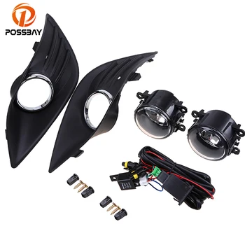 

POSSBAY Front Fog Lights + Lamp Grille Grill Cover Kit H11 12V 55W for Ford Focus MK2(DA3) Turnier 2008 2009 2010 Pre-facelift