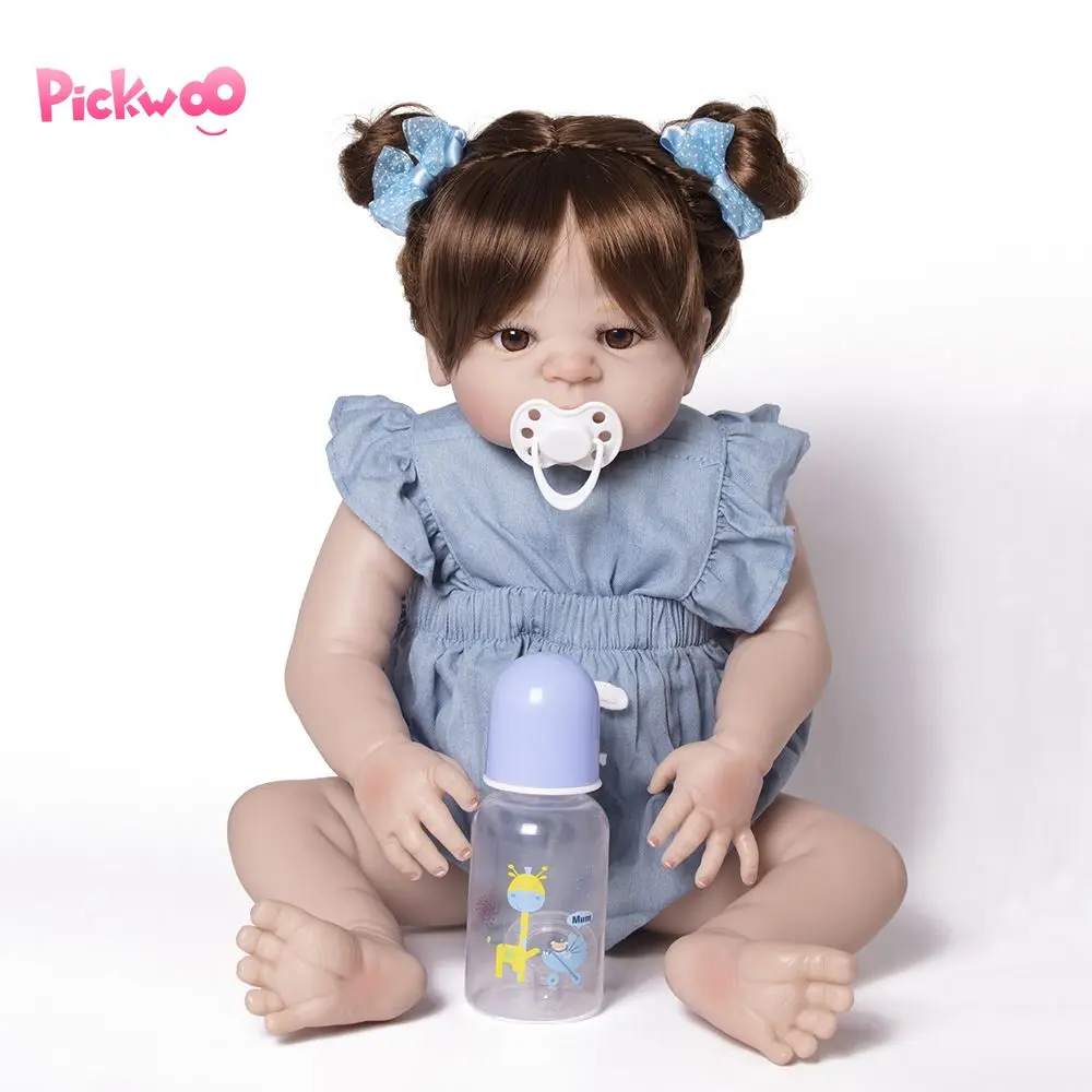 

Pickwoo bebes reborn doll 48cm 55cm Baby girl Dolls soft Silicone Boneca Reborn Brinquedos Bonecas children's gifts toys plamate