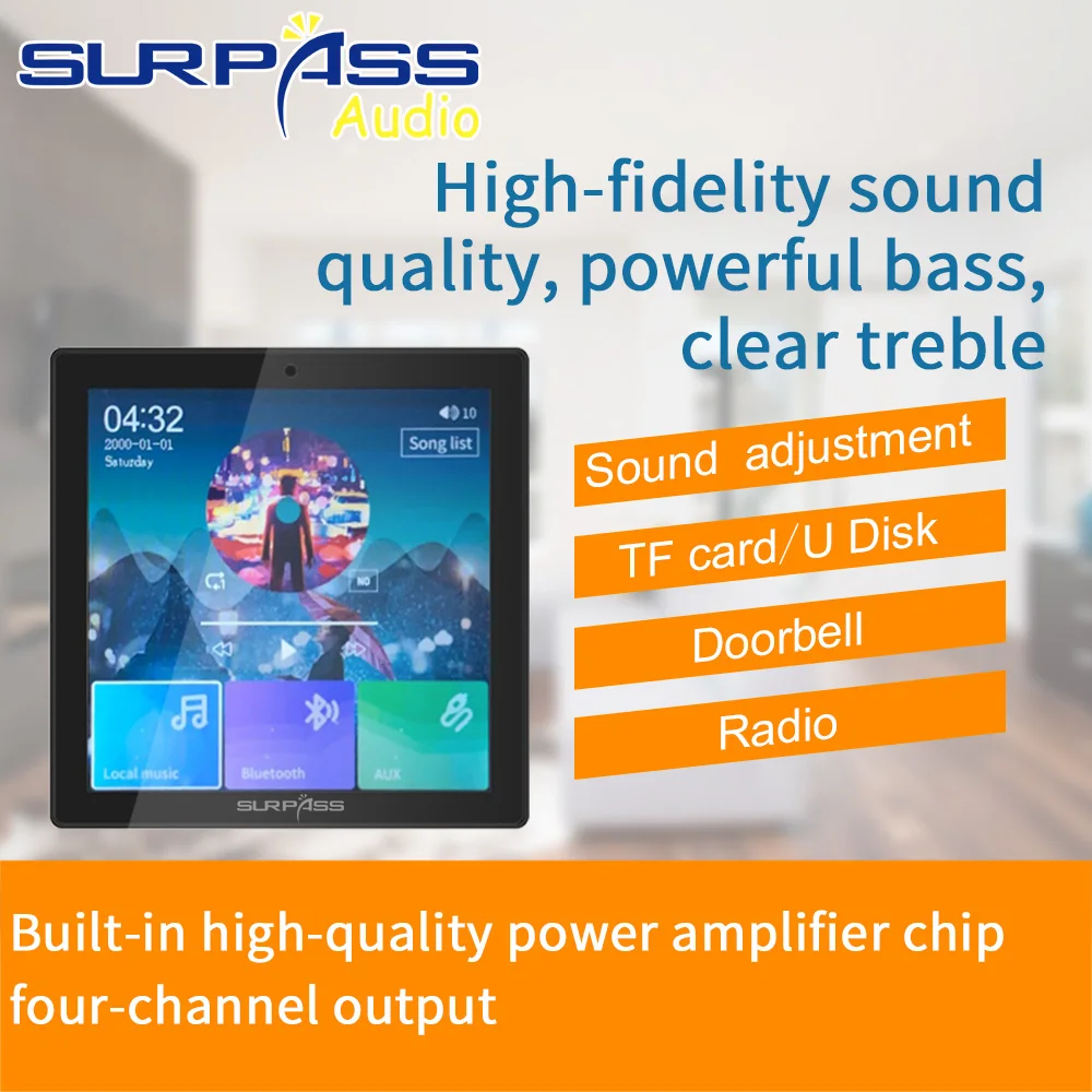 US $349.82 4CH Touch Screen In Wall Amplifier Bluetooth Smart Home Audio HiFi Stereo Sound Subwoofer PA System Ceiling Speaker Music Player