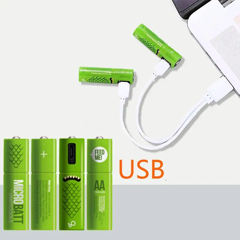 4 шт USB перезаряжаемая AA батарея 1,2 V 1000MAH Ni-MH