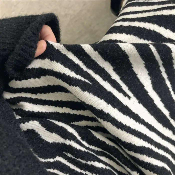 striped Woherb Осень Зима трикотажные длинные юбки женские зебра в полоску, с высокой талией юбка элегантная женская уличная Женская юбка с разрезом - Цвет: striped