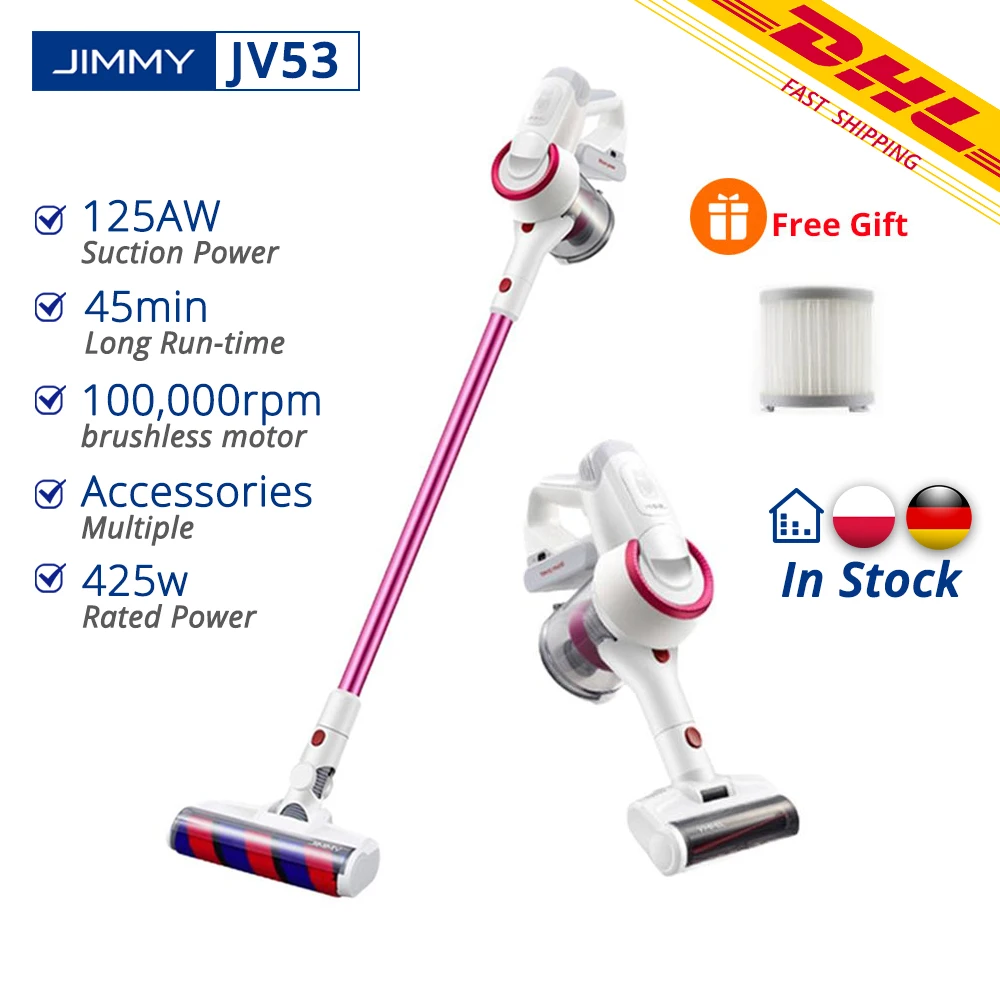 [Free Duty] JIMMY JV53 ручной беспроводной пылесос 125AW домашний портативный 425 Вт Мощный всасывающий вакуумный коллектор