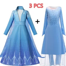 4 6 810 лет с принцессой Анной и Эльзой для девочек из 2 вещей, платье Детские платья для девочек; костюмы для маленьких детей для Платья для вечеринок Детские Косплэй костюм