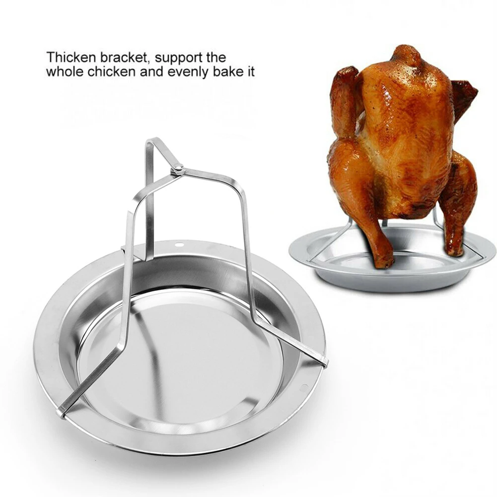 

Roast Chicken Holder Stainless Steel Upright Roaster Rack BBQ Stand Grilled Pan