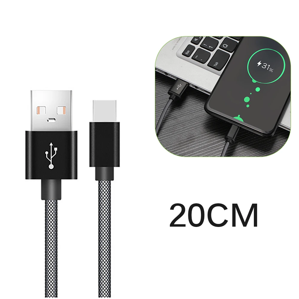 black Для IPhone Usb кабель Lightning короткий 20 см плетеный кабель для зарядки сотового телефона для Android usb кабель для зарядки короткий кабель - Цвет: black