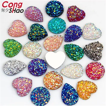 

Crystals AB Mix 3 Size 100pcs/bag Flatback Resin Dotted Rhinestone Cabochon Gems,Heart stone AB Rhinestone For Decoration 8Y100