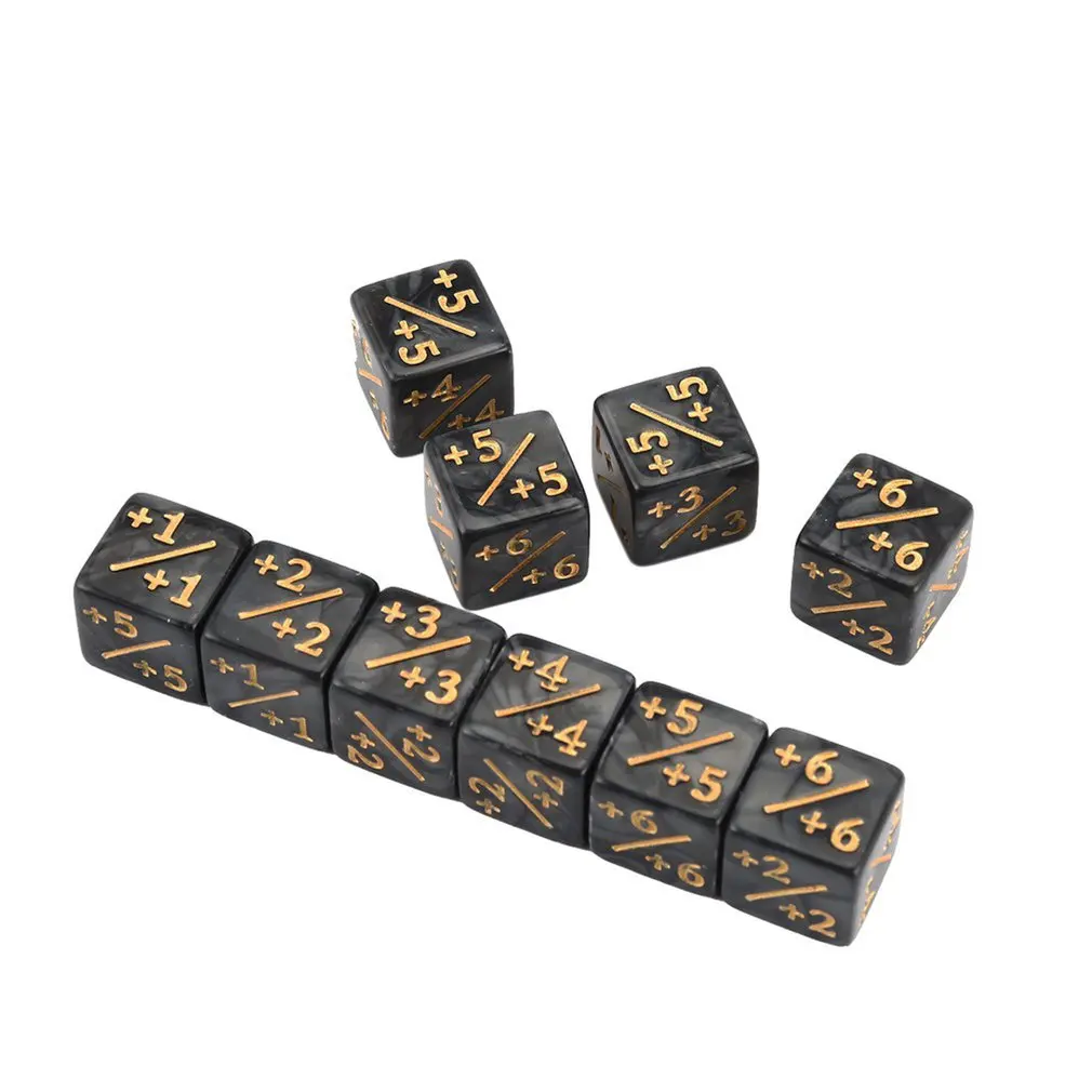 10x игральные кости счетчики 5 положительных+ 1/+ 1 и 5 отрицательных-1/-1 для волшебной настольной игры Забавные кубики высокое качество