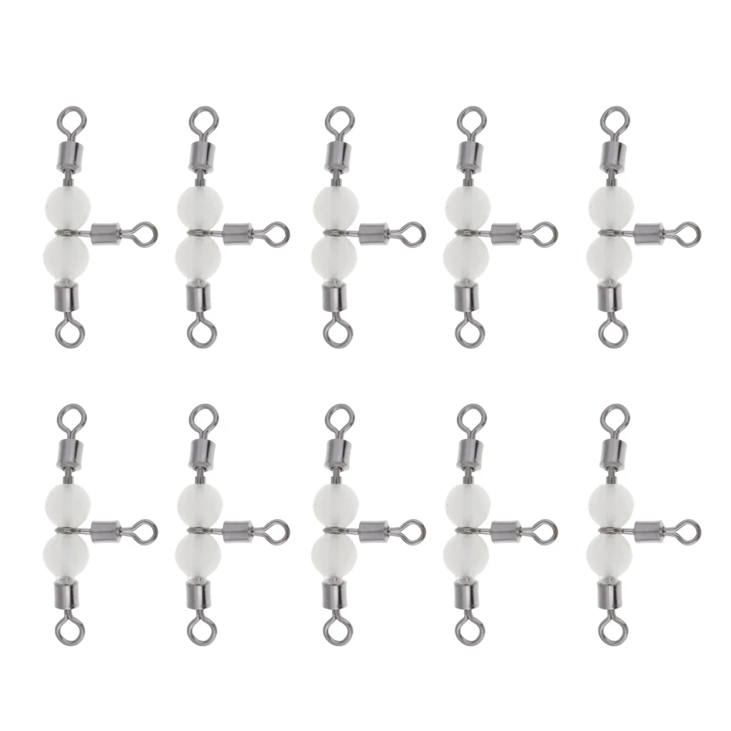 

20pcs 3 Way Fishing Swivels Luminous Cross Line T Shape Swivels Connectors