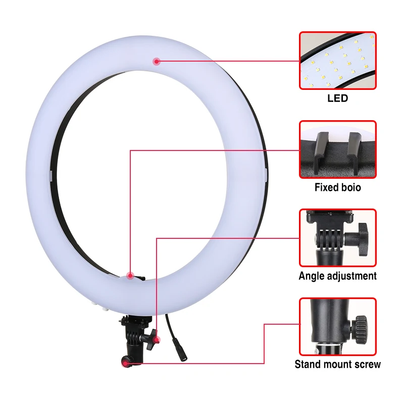  Yizhestudio LED Ring Light 18 Inch Dimmable 60w ring light with 2M tripod for YouTube Video photogr - 4000086471001