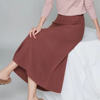

Skirt Autumn Women 2019 New Fashion High Waist Knitted Mid-length A-line Skirt Female Long Skirt faldas mujer moda 2019