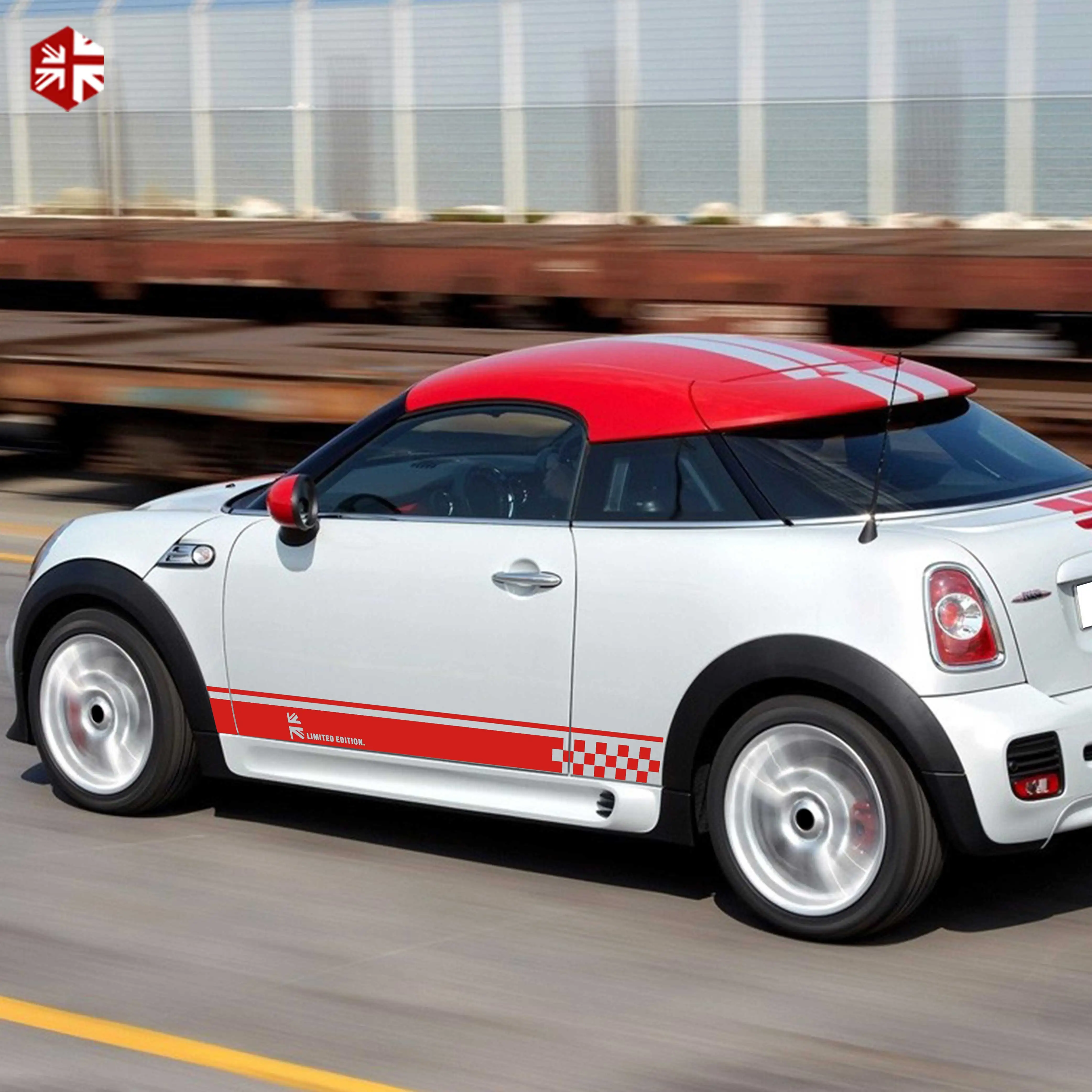 2X Union Jack Styling Car Door Side Stripes Skirt Sticker Limited Edition Body Decal For MINI Cooper R57 R58 R59 JCW Accessories
