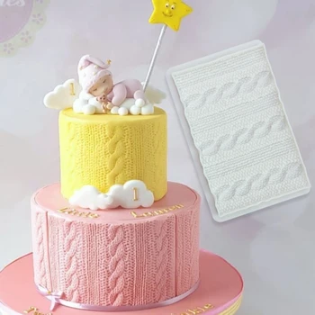 

5 Shapes Fondant Sweater Pattern Silicone Mold Knitting Texture Cookie Biscuit Embossing Woolen Doll Shape Cake Decoration Tools