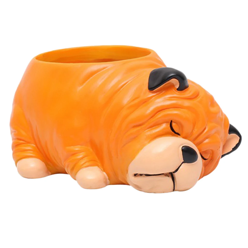 Resin Cartoon Dog Succulent Cactus Planter Pot, Decorative Garden Flower Holder Bowl for Home Office, Pick