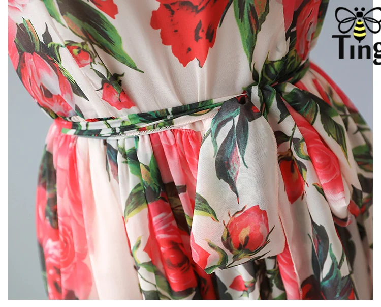 Tingfly богемное Летнее Длинное платье с цветочным рисунком элегантное винтажное женское розовое шифоновое платье с принтом розы с расклешенными рукавами макси платья для вечеринок плюс 2XL