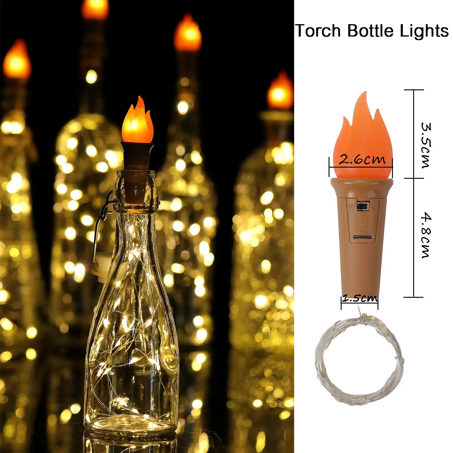 Факел гирлянда в бутылке с пробкой 20 светодиодный винный светящаяся гирлянда в бутылке батарея медная проволока Звездная Фея огни декор для вечеринки Рождества