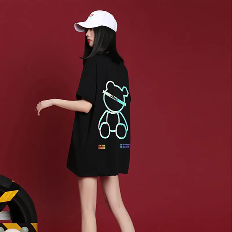 Женская футболка с коротким рукавом и медведем новинка 2021 летняя свободная