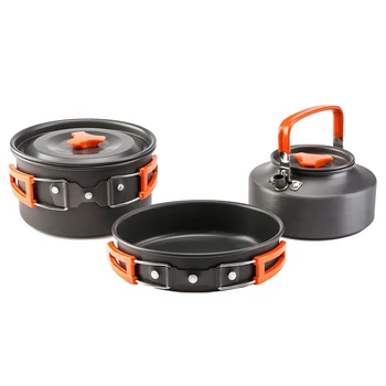 

Outdoor pot & teapot set for 2-3 people camping kettle pot set portable outdoor cooker multifunctional aluminum outdoor tablewar