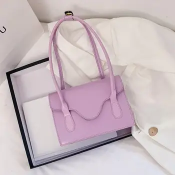 

Fashion Women Pure Color Shoulder Bags Ladies PU Leather Simple Underarm Handbag Tote Purses