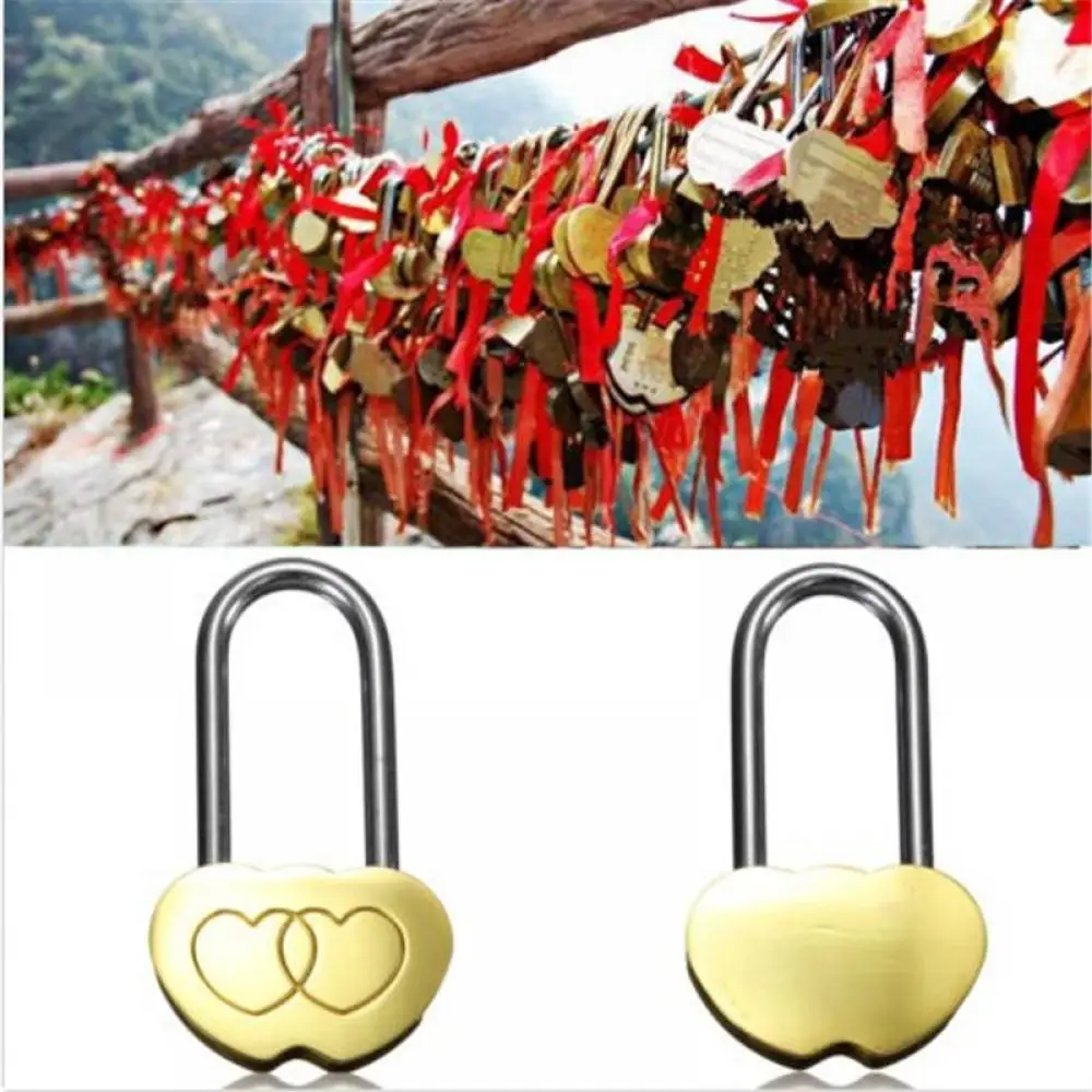 

Hot Sale 1X Fine Padlock Love Lock Engraved Double Heart Valentines Anniversary Day Gifts Couple Christmas Gift New arrival