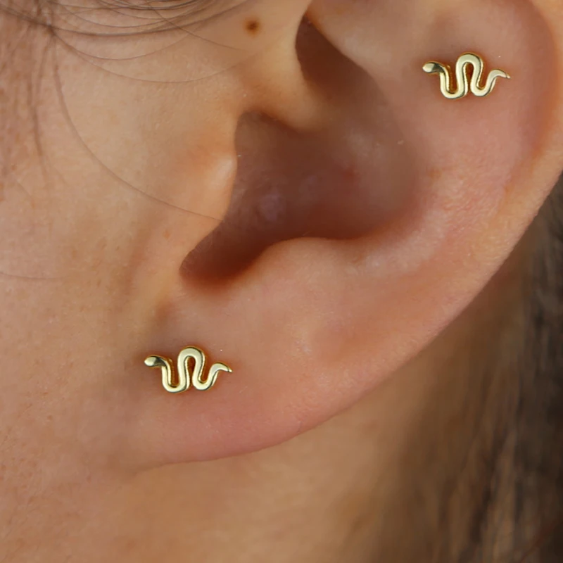 Stud-Earrings Jewelry Snake-Shape Indian Korean Women 100%925-Sterling-Silver Fashion