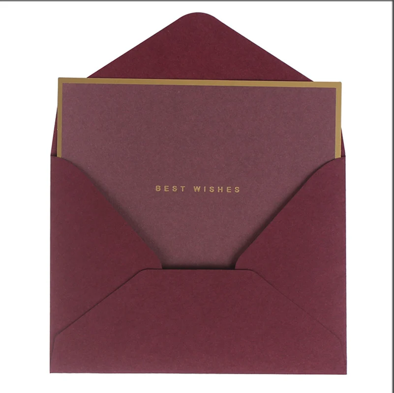  10pcs (Card + envelope) Bronzing greeting card invitation Wedding thanks birthday card paper gift w - 4.00028E+12