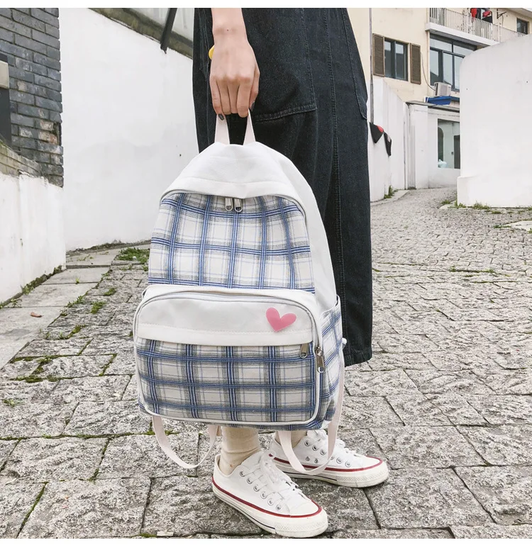 Хипстер плед Рюкзак корейско-Стиль в студенческом стиле Колледж Студенческая школьная сумка Для женщин большой Ёмкость путешествия Для женщин рюкзак