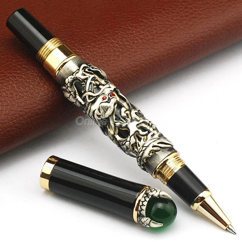 vintage & rolllerball caneta verde jóias metal