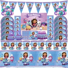 

Free Customize Gabby's Dollhouse Birthday Party Decorations Disposable Tableware Baby Shower Number Balloons Set Birthday Gift