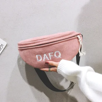 

Women Corduroy Letter Simple Waist Bags Package Casual Pocket Fashion Chest Bag Fanny Pack Female Belt Bag Waist Packs