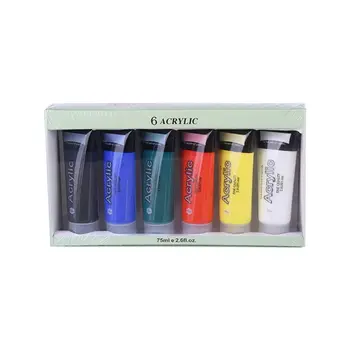 

6 Colors 75ml Professional Acrylic Paint Set Drawing Painting Pigment Kids DIY X6HB