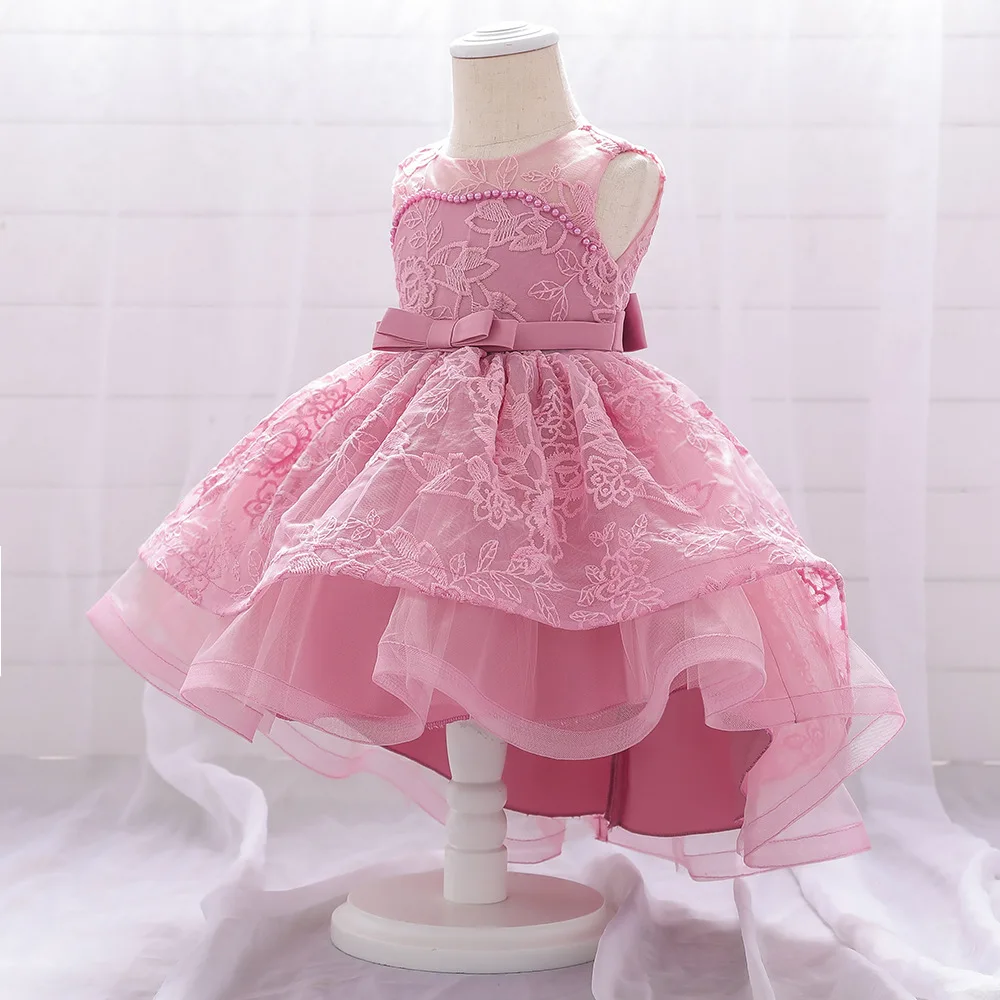 Infant Toddler Girls Birthday Dress Lace Flower Trumpet Dress for Party