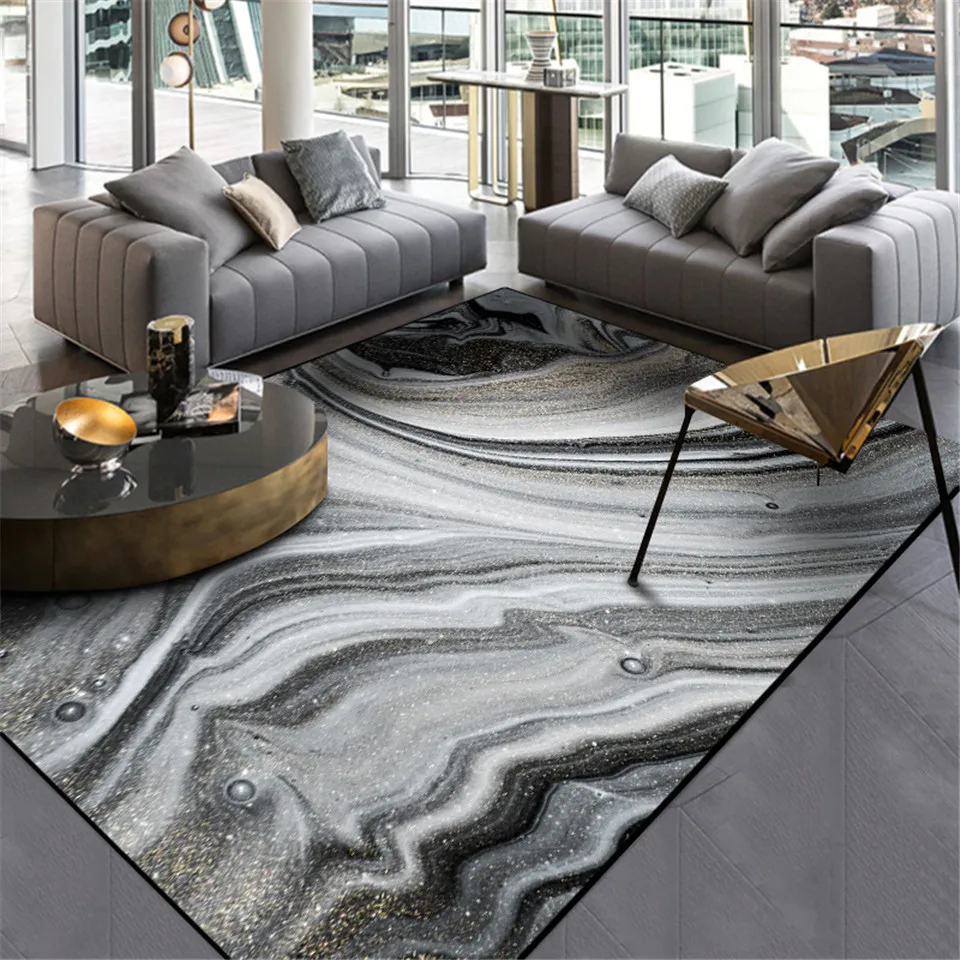 Modern Nordic Dark Grey Rock Pattern Area Rug For Living Room Sea Water Art Carpet Hallway Rugs Bedroom Floor Mat Marble Carpet AliExpress