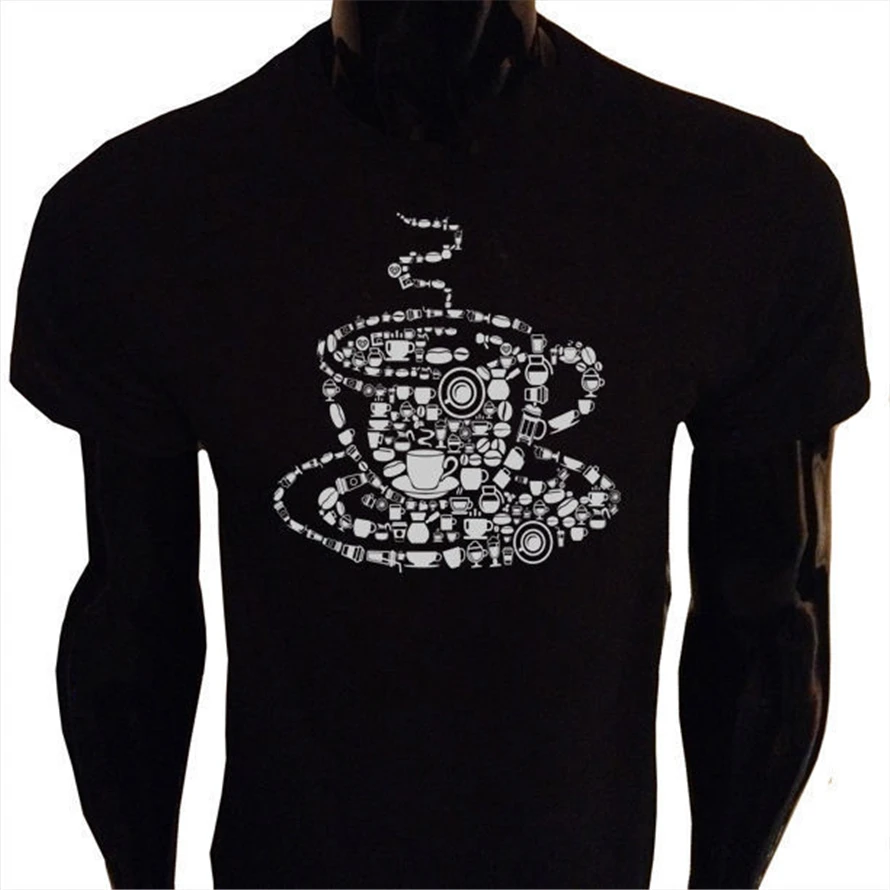 Мужская кофейная Футболка с принтом Caffeine Java Morning Cf3 плюс размер футболка|Футболки|