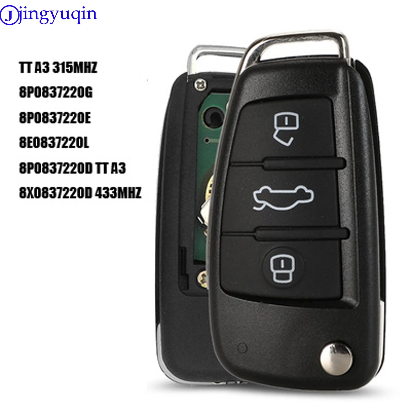Jingyuqin с обновленным чипом ID48 дистанционный ключ для Audi A3 S3 A4 S4 TT 434 МГц 8P0837220D 2006 2007