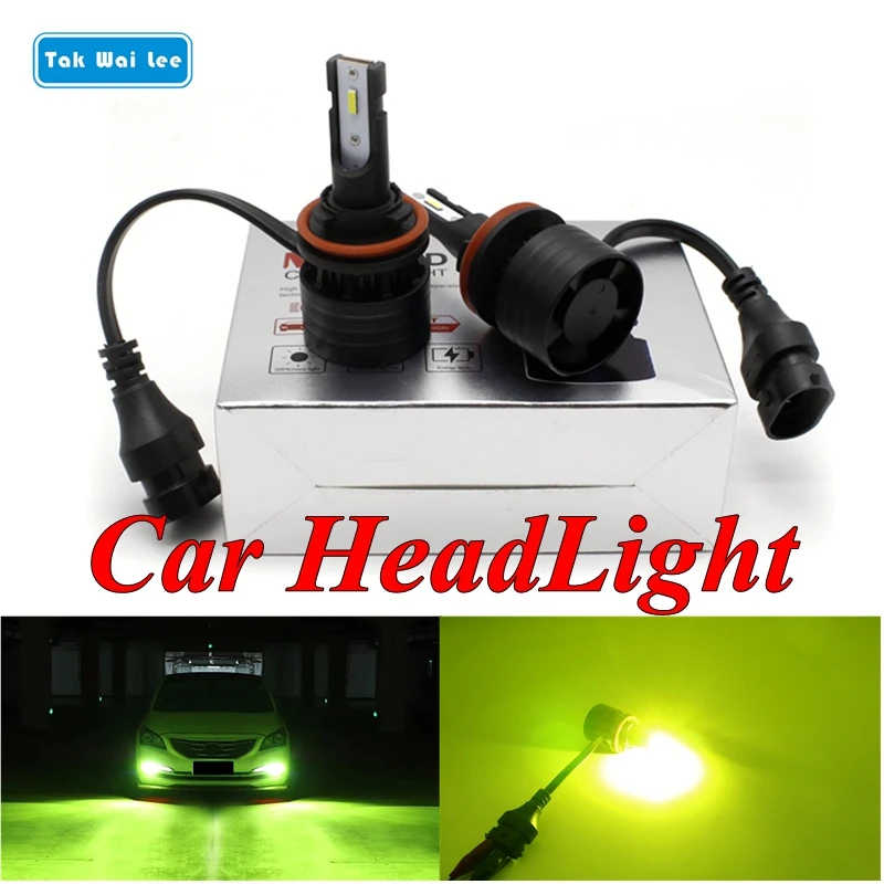 

Tak Wai Lee M3 2X LED Car Headlights Bulb Styling Lemon Green Color Source IP68 DC12V H3 H7 H11 9005 9006 880 881 Front Fog Lamp