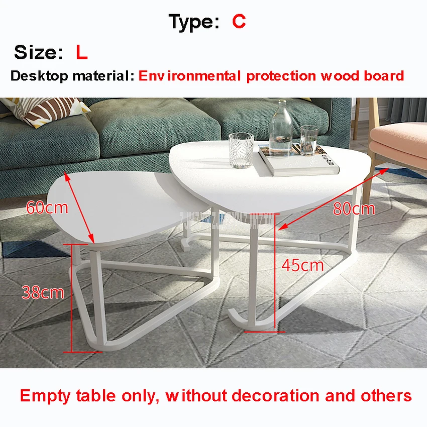 Нордический чайный столик, два небольших стола, простая современная гостиная, роскошный европейский стиль, креативный столик из закаленного стекла - Цвет: C Type White
