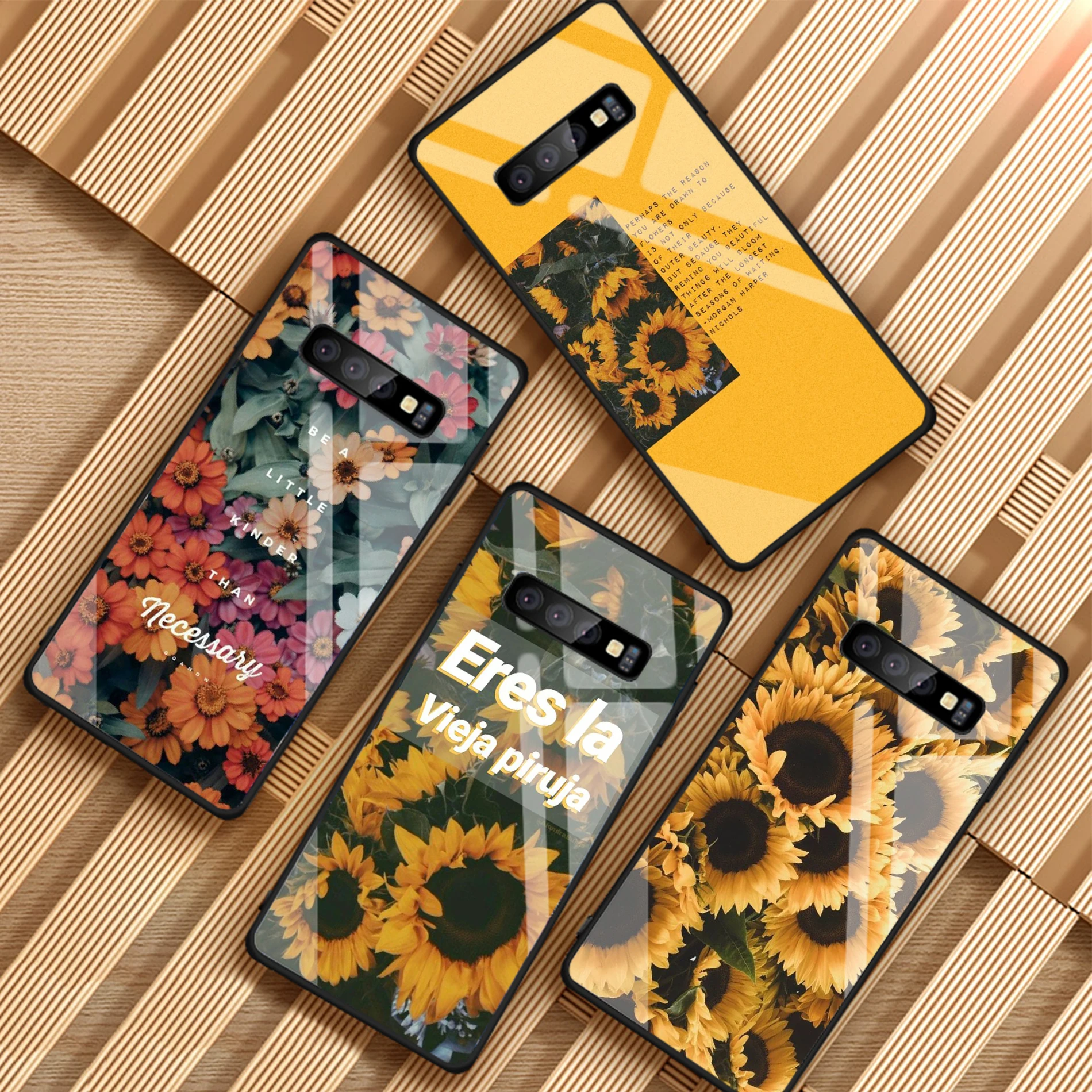 

Beauty Yellow Sunflower Tempered Glass Phone Case For Samsung Galaxy S8 S9 S10 PLUS J6 J8 A6 A8 A8S 2018 NOTE 8 9