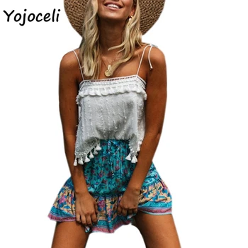 

Yojoceli tassels white camisole top women boho beach camis vest women white shirt top spring summer