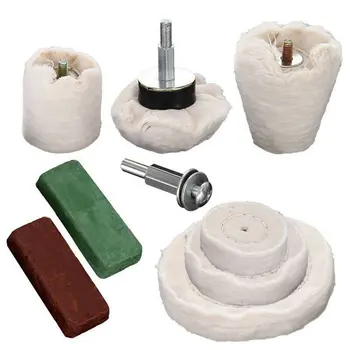 

9Pcs/set jewelry polishing Pure cotton white cloth wheel T-Shaped Semicircular Cone Cylindrical Mirror Surface Wax