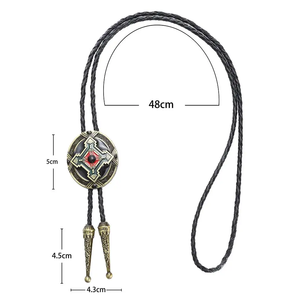 Classis Cross copper oval shape Bolo tie for woman 수제 서양 예술 인도 합금 넥타이 silvr 스타 펜타그램